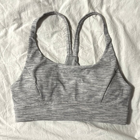 Lululemon Train Times Bra Sports Yoga Gym Activewear Wee Space Grey White Size 4 - Picture 3 of 9